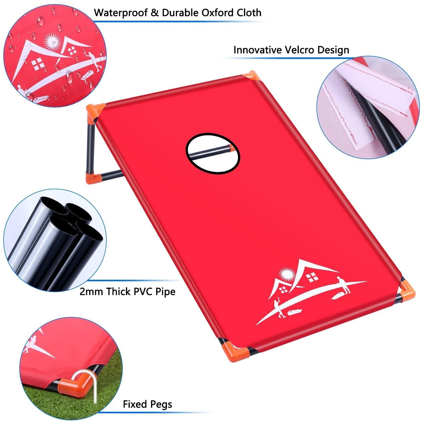 NZQXJXZ 3x2 ft Cornhole Board Set with 8 Bean Bags and Carrying Bag, Outdoor Toss Game Set for Kids and Adults, Portable Corn Hole Sets for Beach Lawn Backyard (Red and Blue)