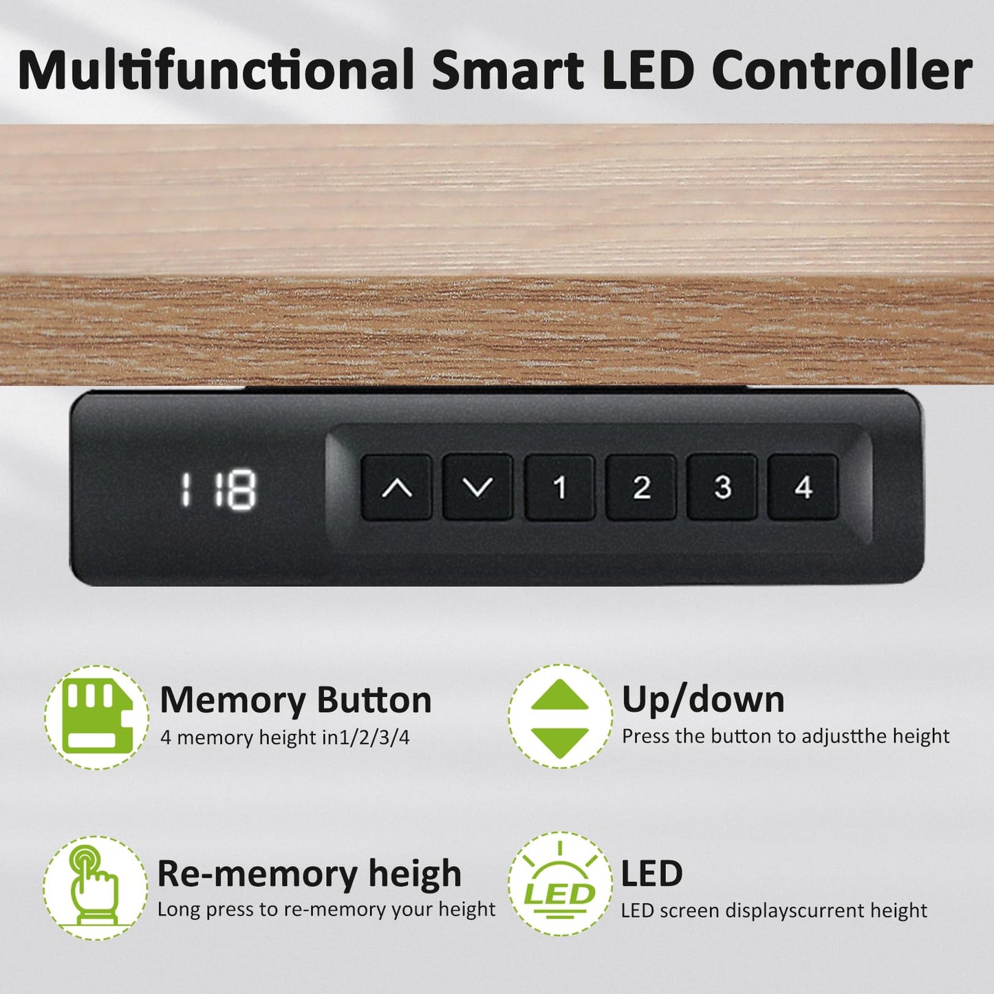 farexon Electric Standing Desk Adjustable Height,63x24 Inches Stand Up Desk with 4 Preset Heights, Lockable Casters,Double Hooks,27.5''-46.5'' Lifting Range Curved Home Office Computer Desk(Oak Grey)