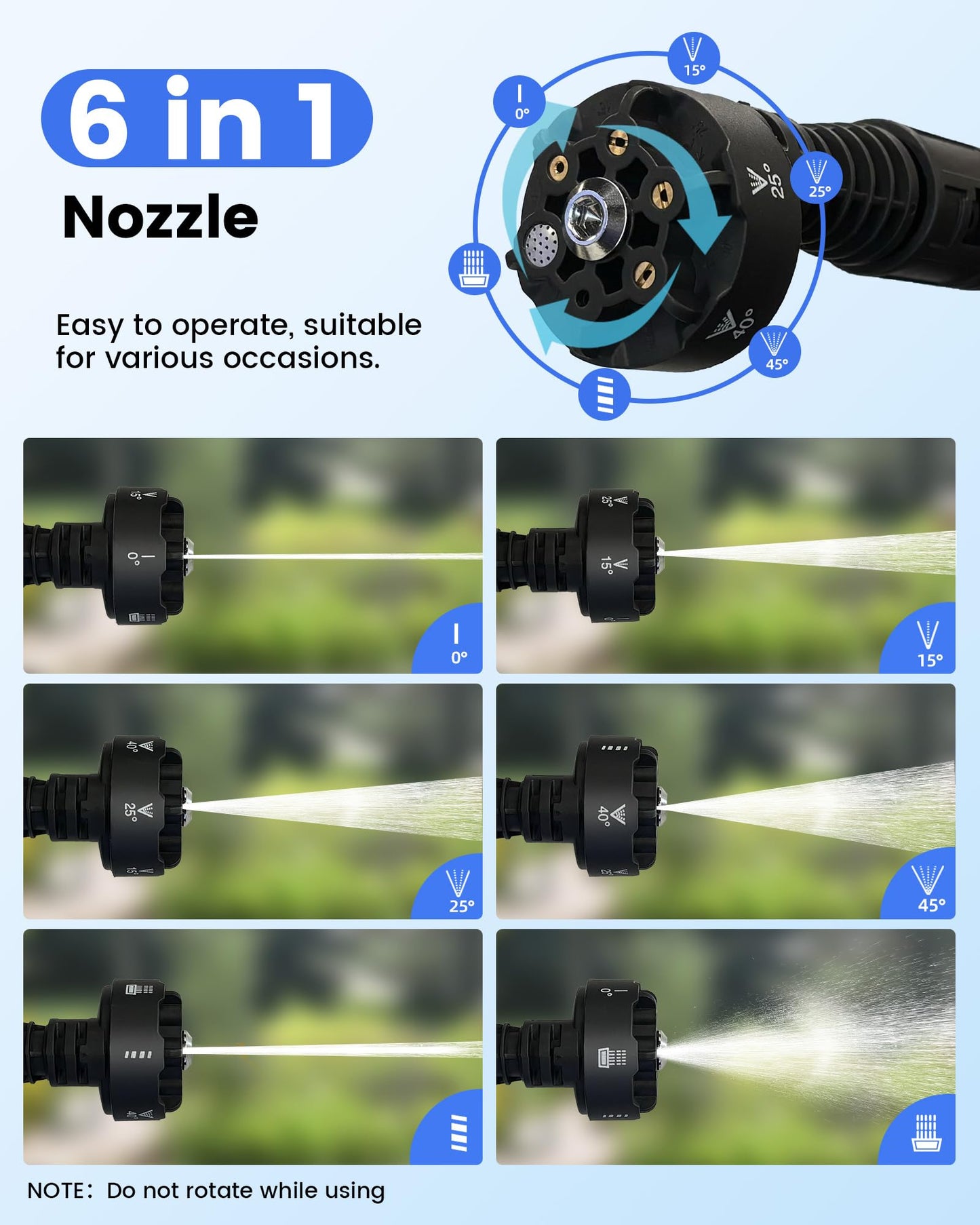 Cordless Pressure Washer 1080PSI with 2 x 4.0Ah Batteries, Portable Power Washer with 6-in-1 Nozzle,Foam Cannon, Hose, Faucet Adaptor, Handheld Pressure Washer for Car Wash Fences Driveways Patios
