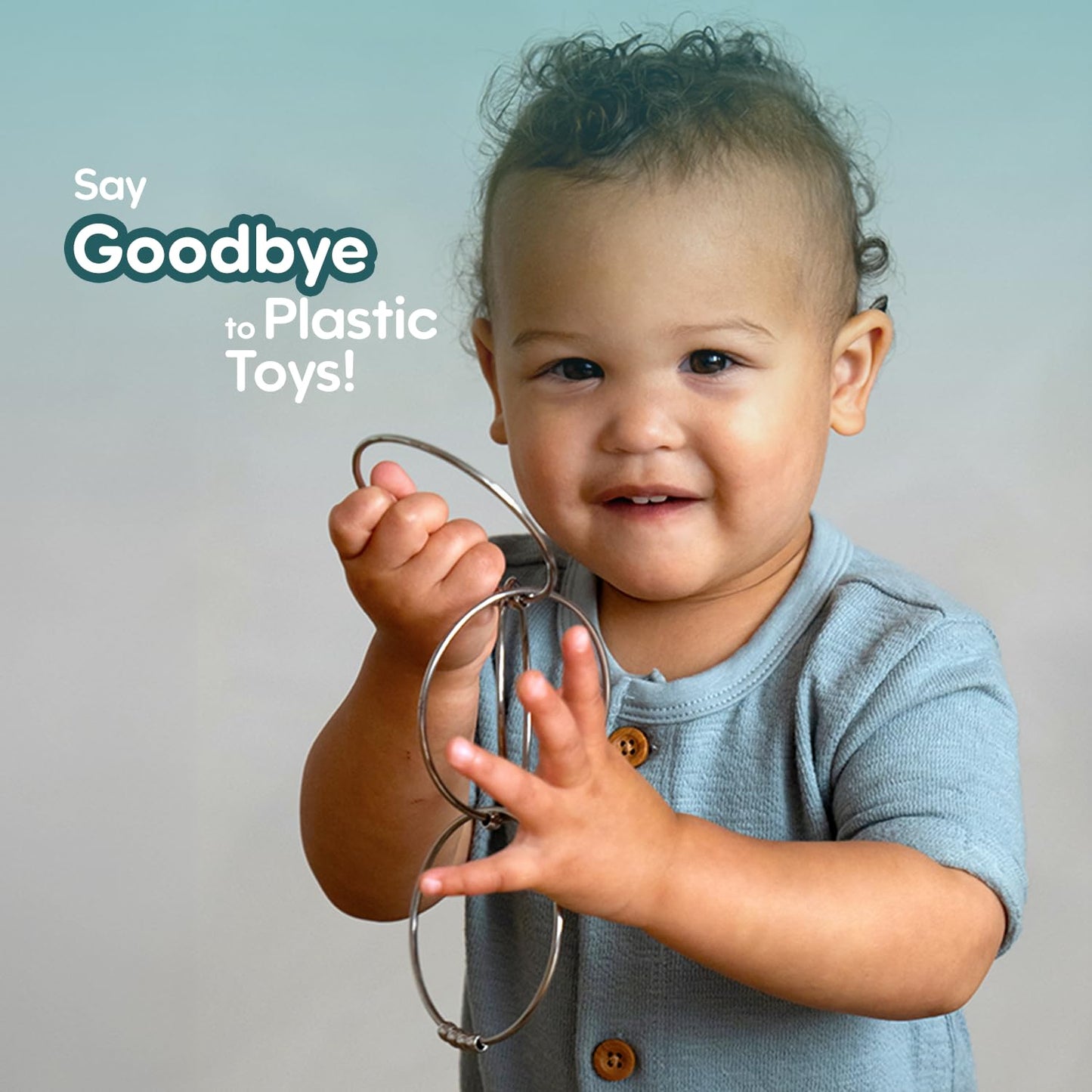 Jangles - Made in USA Stainless Steel Baby Rattle, Teether, Teething Bracelet & Fidget Toy – Heirloom Quality, Safe, Non-Toxic, BPA-Free – Ideal for Teething, Sensory Play & Early Development