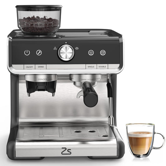 Garvee Espresso Machine With Grinder, 20 Bar Professional Coffee Maker With Milk Frother Steam Wand for Cappuccino, Latte, Macchiato, 95 oz Removable Water Tank, Smart PID Temperature Control