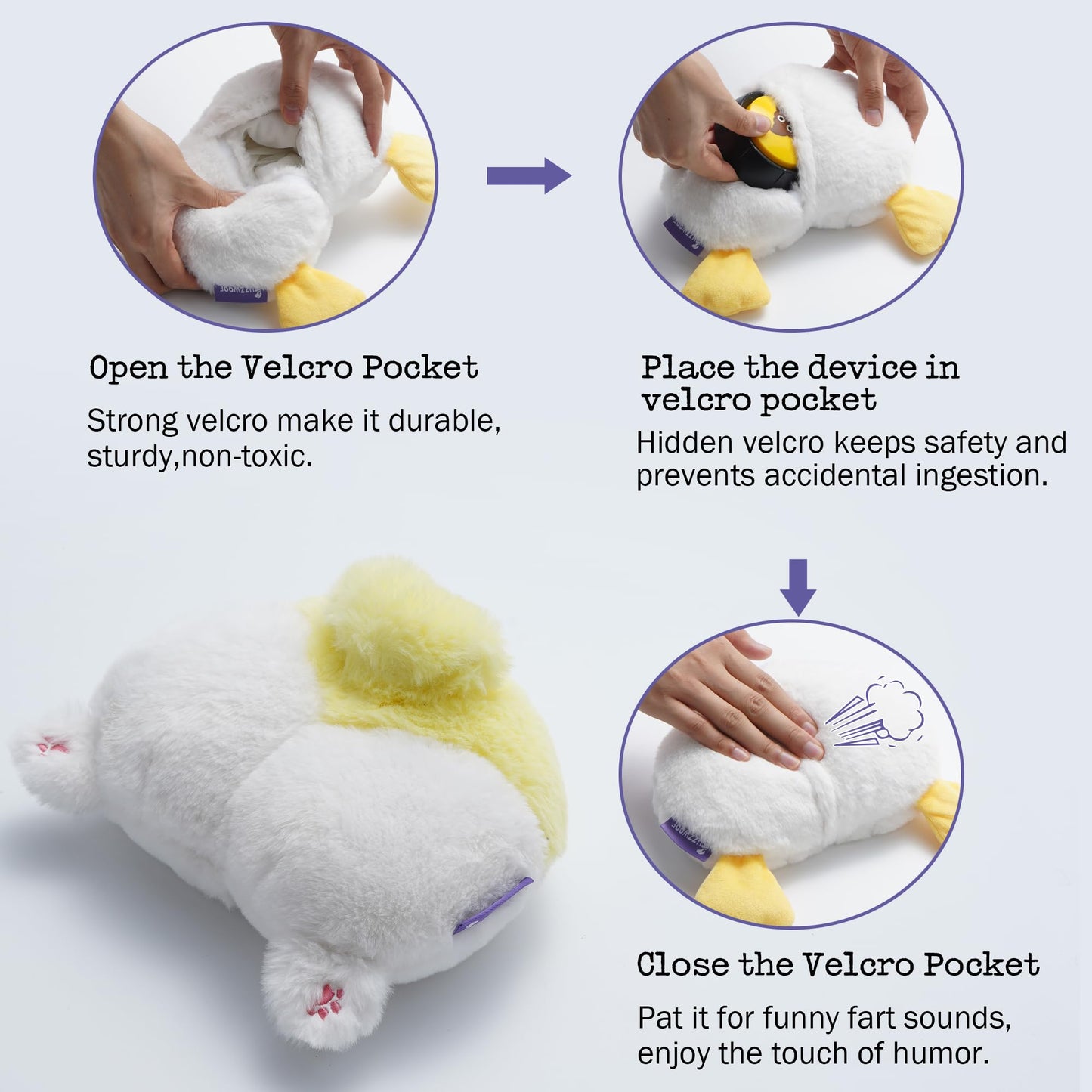 Fuzzwoof Duck Butt Funny Puppy Dog Toys, Hilarious Duck-Posterior Plush Dog Toy Emit Humorous Puff Sounds, Cute Stuffed Puppy Toys for Small Medium Large Dogs Accompany and Anxtiety Relief