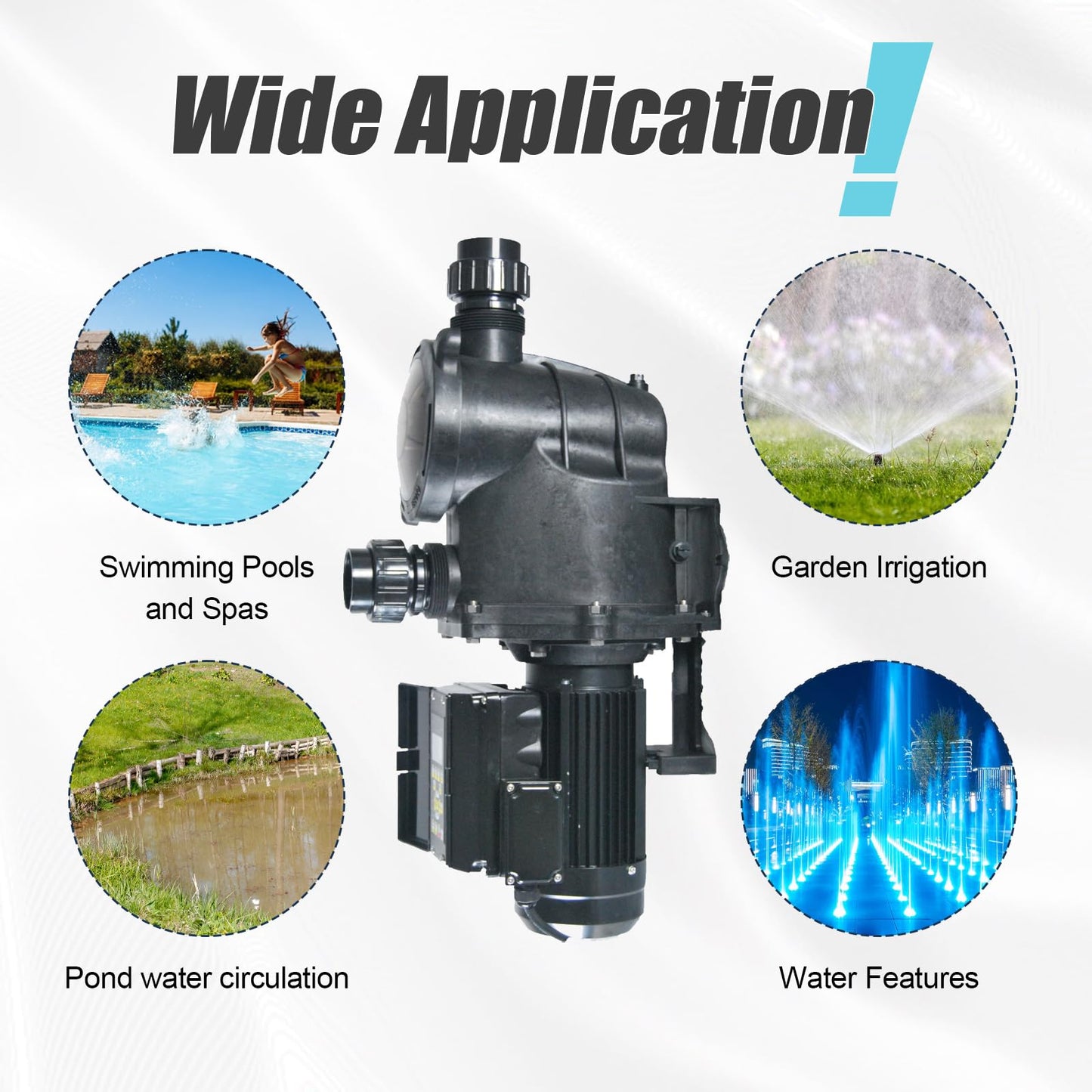 2.5HP Variable Speed Pool Pump, CEC & DOE Compliant, 230V, 10,200 GPH High-Flow Energy-Efficient Pool Filter Pump, Includes 2" & 1.5" NPT Unions