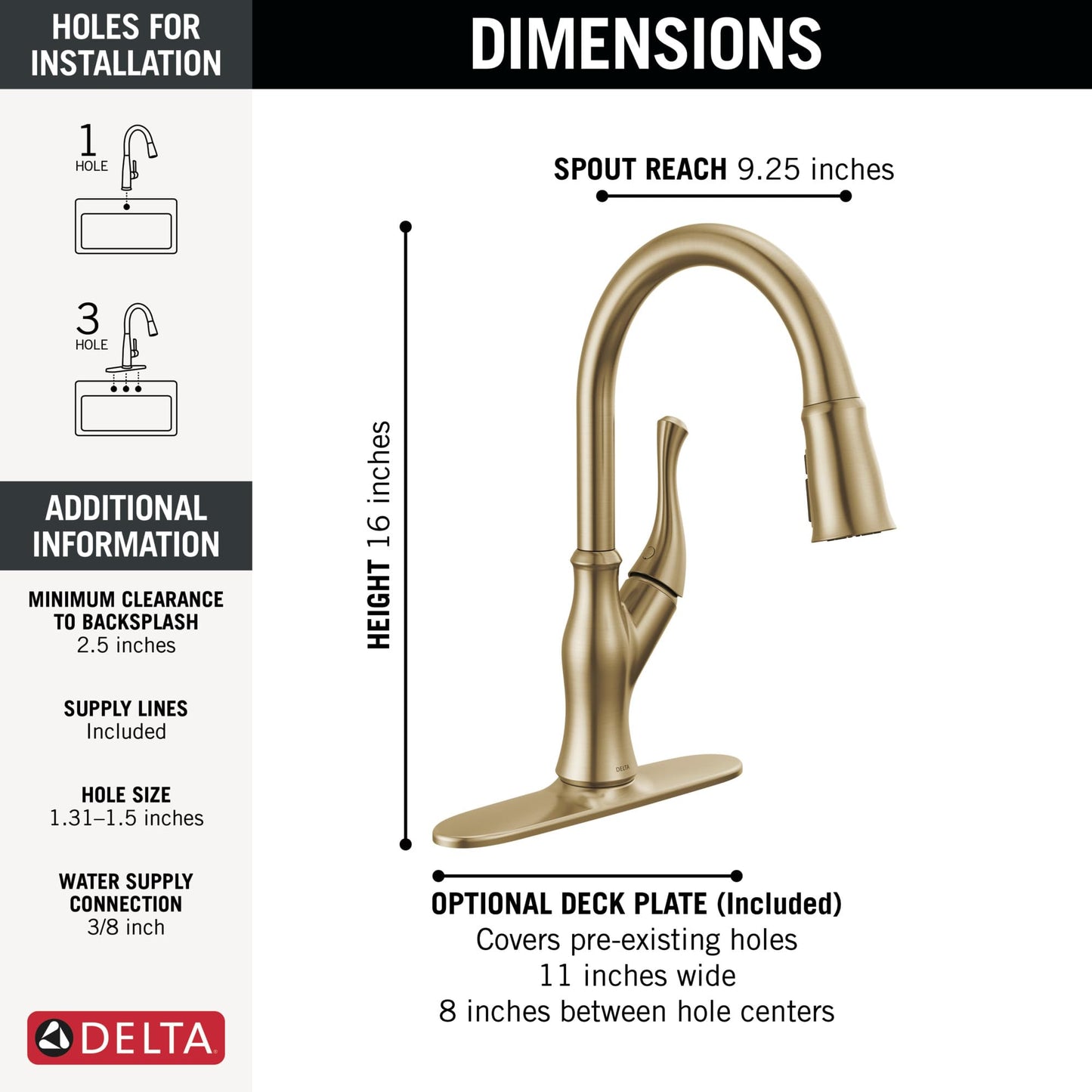 Delta Ophelia Brushed Gold Kitchen Faucet with Pull Down Sprayer, Modern Single Hole Kitchen Sink Faucet, Single Handle, Champagne Bronze 19888Z-CZ-DST