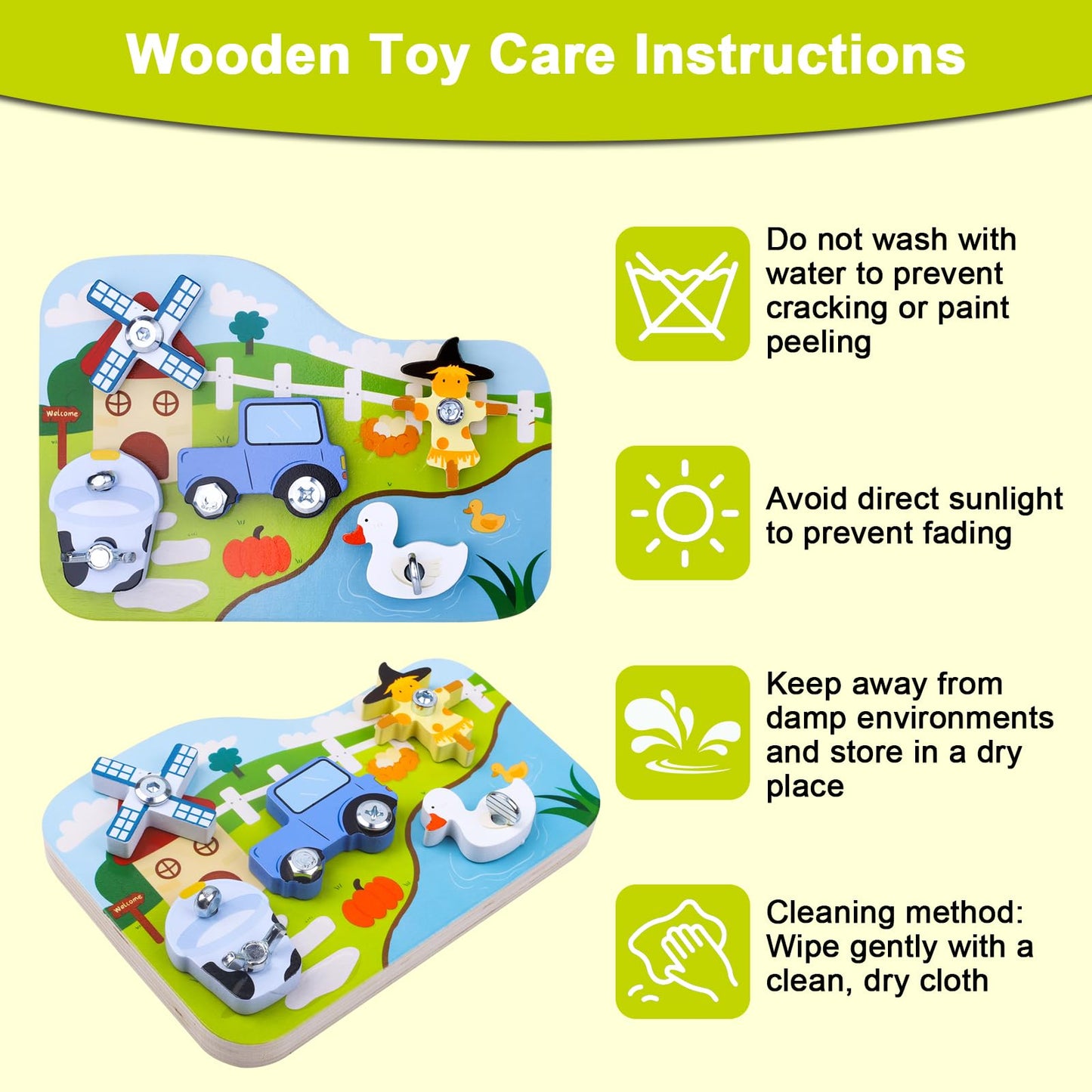 Montessori Screwdriver Board Set - Wooden Montessori Toys for 3 Year Old Kids and Toddlers, Fine Motor Skills Learning, STEM Toys, Gift for Boys and Girls (Farm Series)