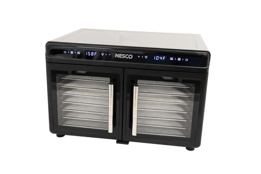 NESCO FD-16DZD Dual-Zone Food Dehydrator – 16 Stainless Steel Trays, Independent Temp & Timer, Keep Warm, Inner Light, Jerky, Fruit, Herbs, 1200W