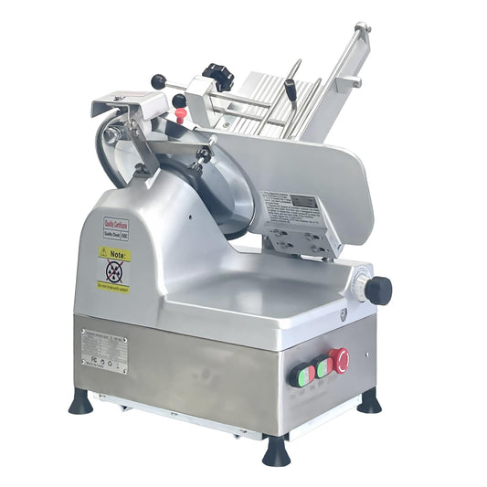 CMICE Automatic Commercial Meat Slicer, 550W Automatic Meat Slicer with 11.8" Carbon Steel Blade, Adjustable Thickness From 0～6 mm Suitable for Commercial/Home Use