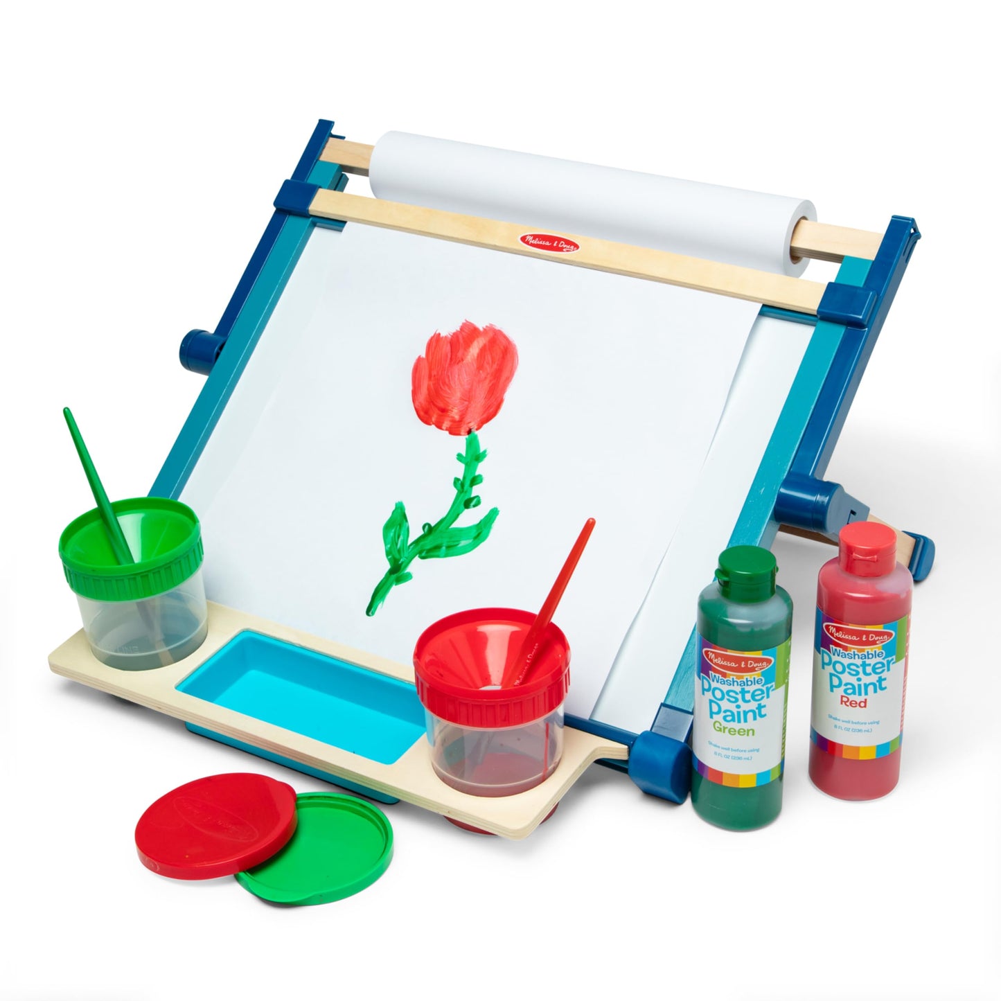 Melissa & Doug Magnetic Tabletop Easel, Deluxe Double-Sided Wooden Art Set with Chalkboard, Dry-Erase Board, Paper Roll Holder, Magnets & Art Supplies, Preschool Learning Toys for Kids Ages 3+