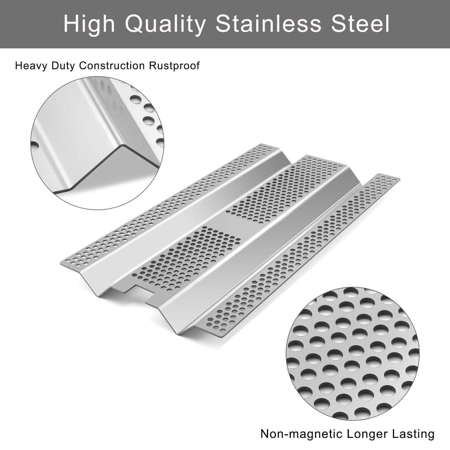 Plowo Heat Plates Replacement for Blaze BLZ-3PRO-LP, BLZ-3PRO-NG, BLZ-4PRO-LP, BLZ-4PRO-NG Gas Grill, Stainless Steel, 3 Pack, 17 1/2" x 9 11/16" x 1 1/16"