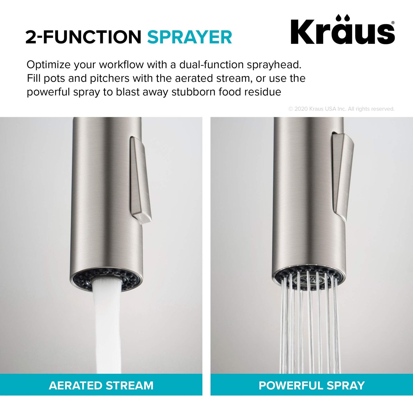 KRAUS Oletto Single Handle Pull Down Kitchen Faucet in Matte Black, KPF-2820MB