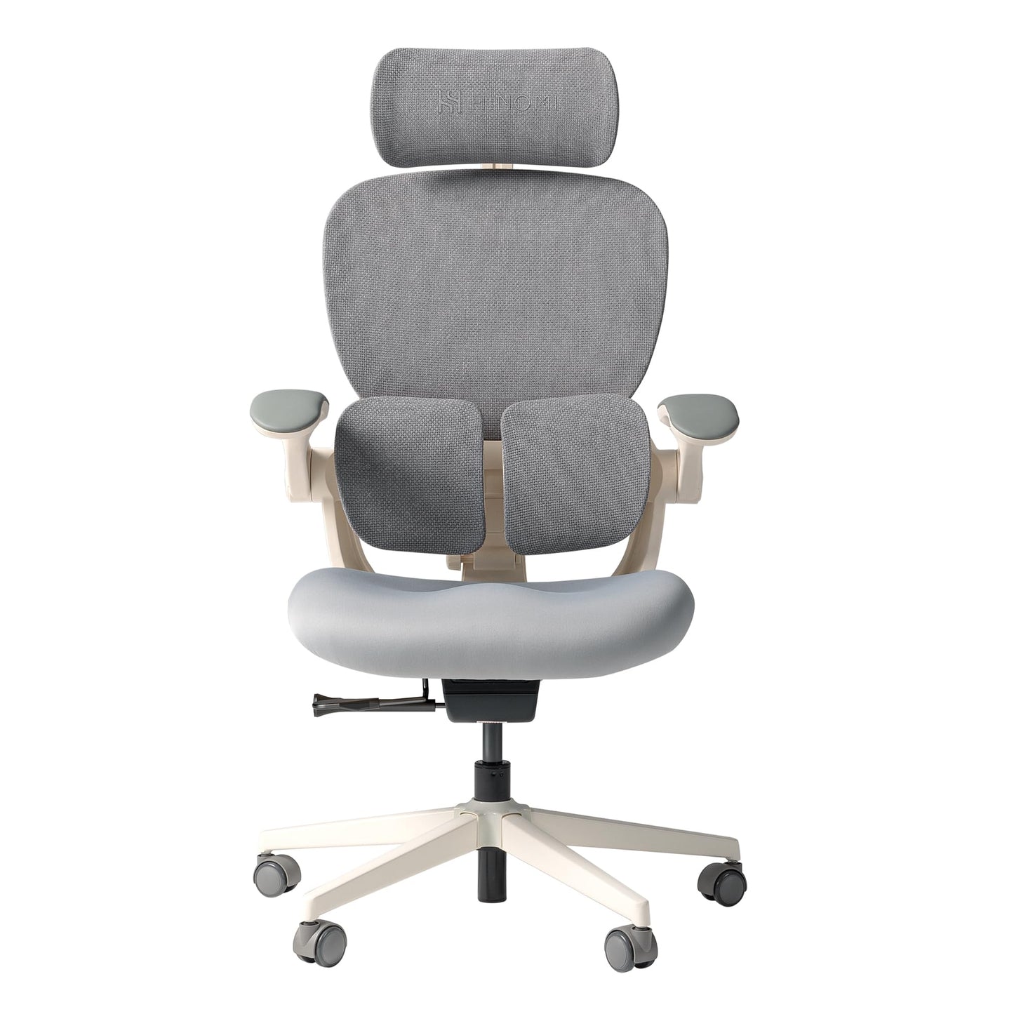 HINOMI Q2 Ergonomic Office Chair with Lumbar Support & Adjustable Headrest, Cushion Seat with Flip-Up Arms, Reclining Computer Seating with Footrest, Stylish Desk Model for Home (Gray)