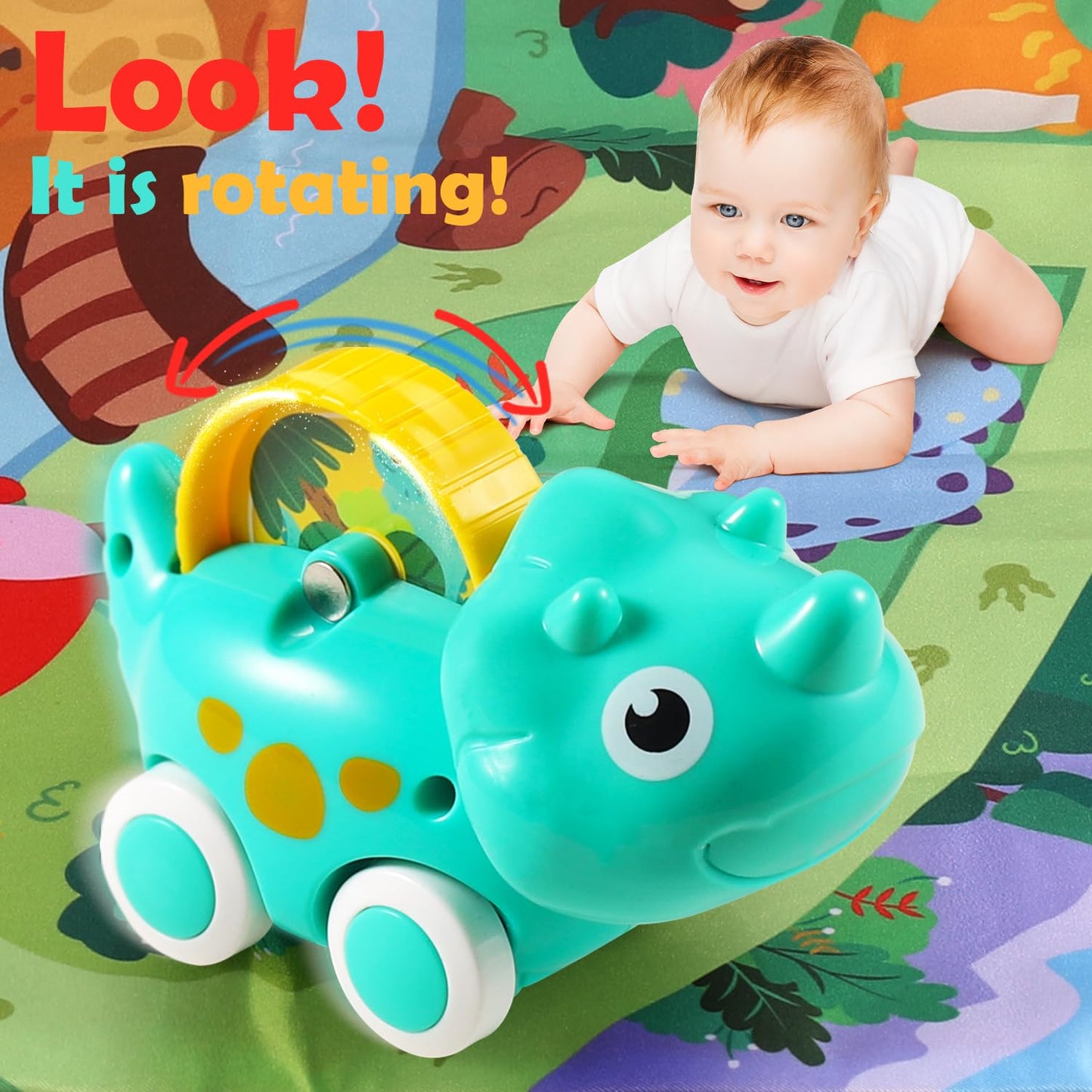 ALASOU 9 PCS Dinosaur Car Toys for 1 Year Old Boy with Playmat/Storage Bag|Baby Toys 1 Year Old Boy Gifts for Toddler Toys 1-2|1st Birthday Gift for Infant 12 18 Months