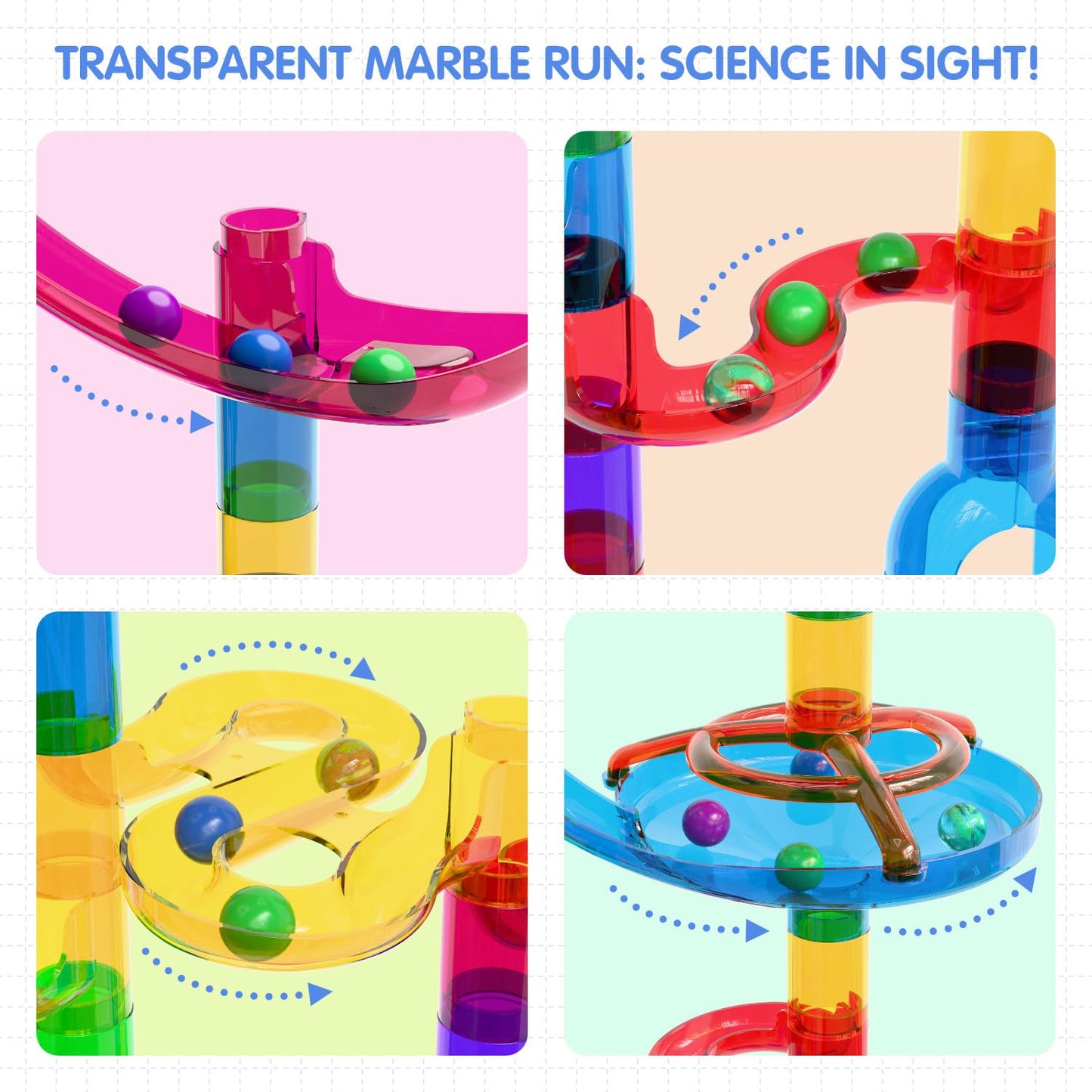 Ifollower Marble Run, 109Pcs Marble Maze Game Building Toys for Kid, Upgrade Mable Track Race Construction STEM Learning Toy, Birthday for Boys Girls Aged 3-12