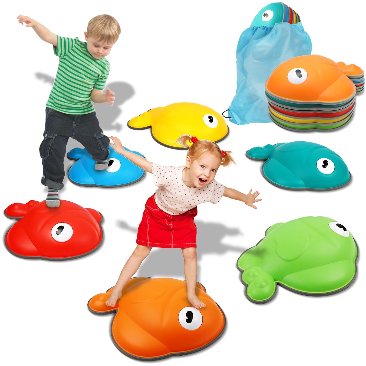 TERRAMUS Goldfish Balance Stepping Stones for Kids, 6PC Non-Slip Jumping Steps Stones, Toddler Obstacle Course Game Promote Coordination, Indoor Outdoor Sensory Toys for Boys Girls Ages 3 4 5 6 7 8