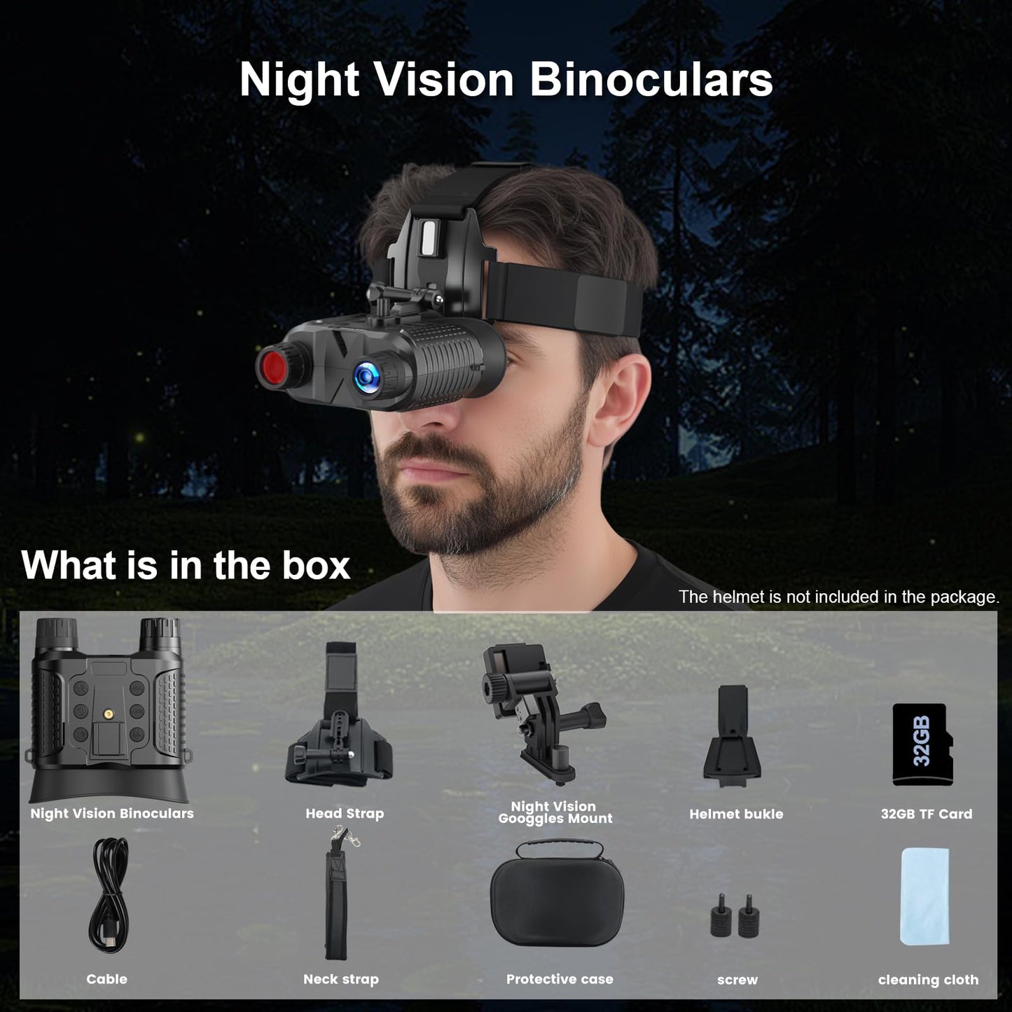 ISHARE Night Vision Goggles- Head Mounted Night Vision Binoculars, 1312FT Digital Infrared Viewing for Adults with 32GB Card, 8X Digital Zoom, for Outdoor Exploration, Camping