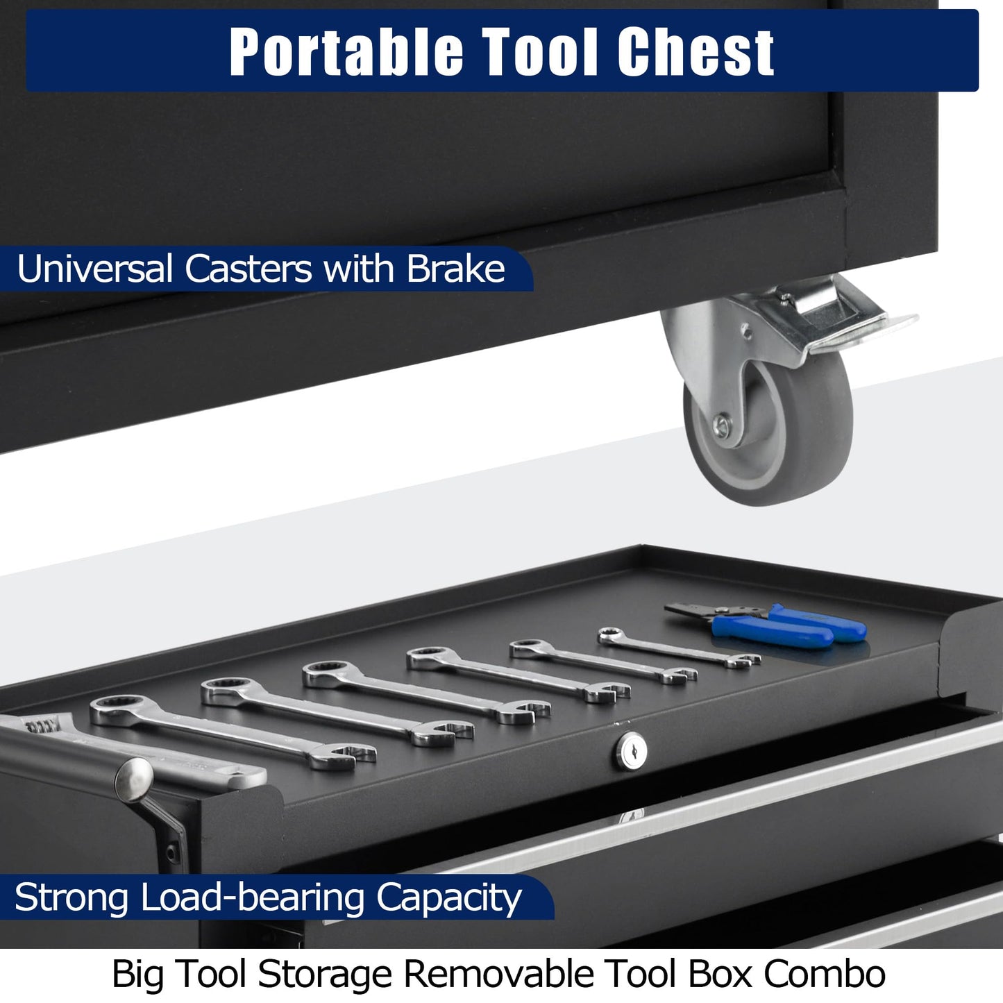 MilleLoom Professional Workstation Version 24" 5-Drawer Rolling Tool Chest - Lockable Storage Cabinet with Wheels for Workshop & Garage Organization