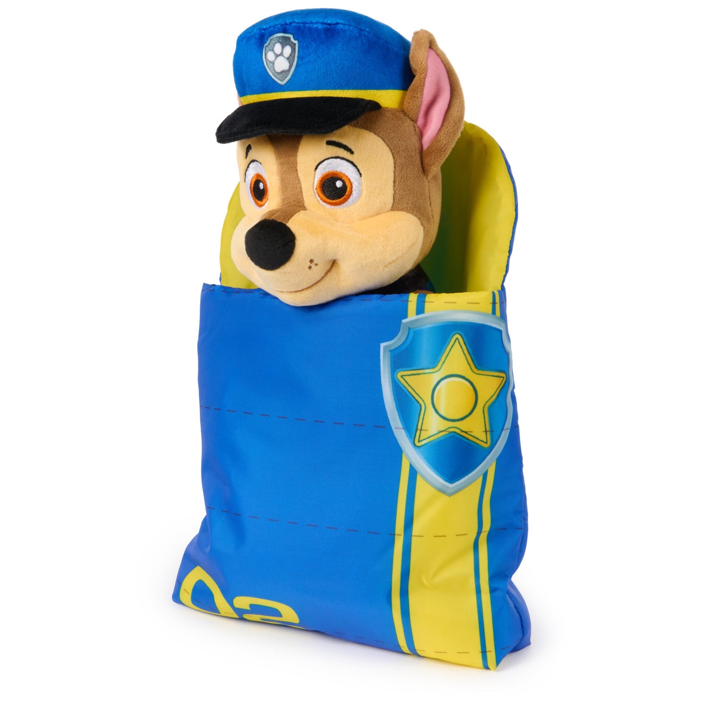 Paw Patrol Chase Bedtime Plush with Sleeping Bag, Plush Toy for Preschoolers and Toddlers, Stuffed Animal, Sensory Toy for Ages 3 and Up, 12”