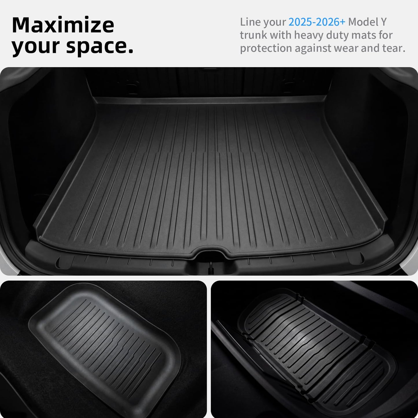 CYBERBEANS 6 Pcs Liners for Tesla Model Y Juniper Accessories New 2025 2026(Not Fit Standard) All Weather Floor Mats Front Frunk Rear Trunk Mats Cargo Liner TPE Anti-Slip 5-Seater