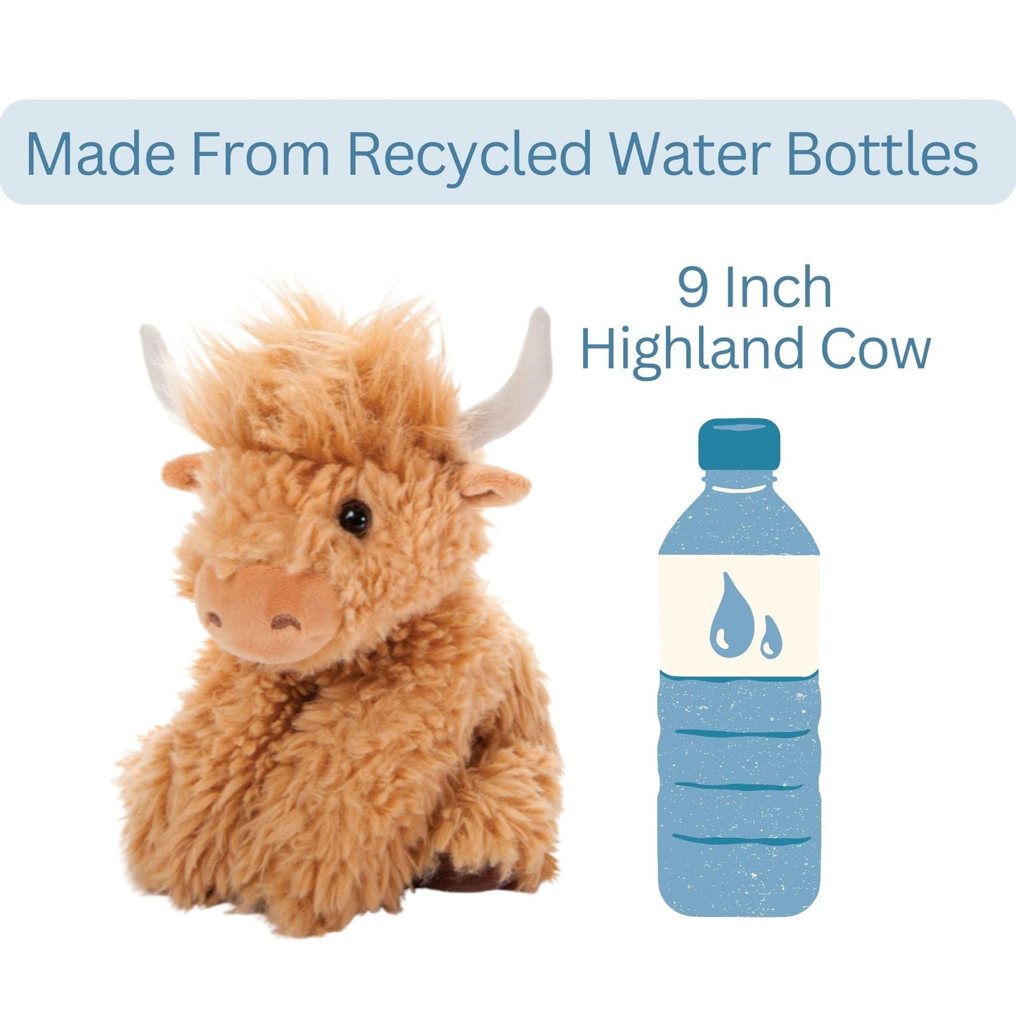 The Petting Zoo Highland Cow Plushie Stuffed Animal, Gifts for Kids, Wild Onez Wildlife Animals, Blonde Cow Plush Toy, 9 inches