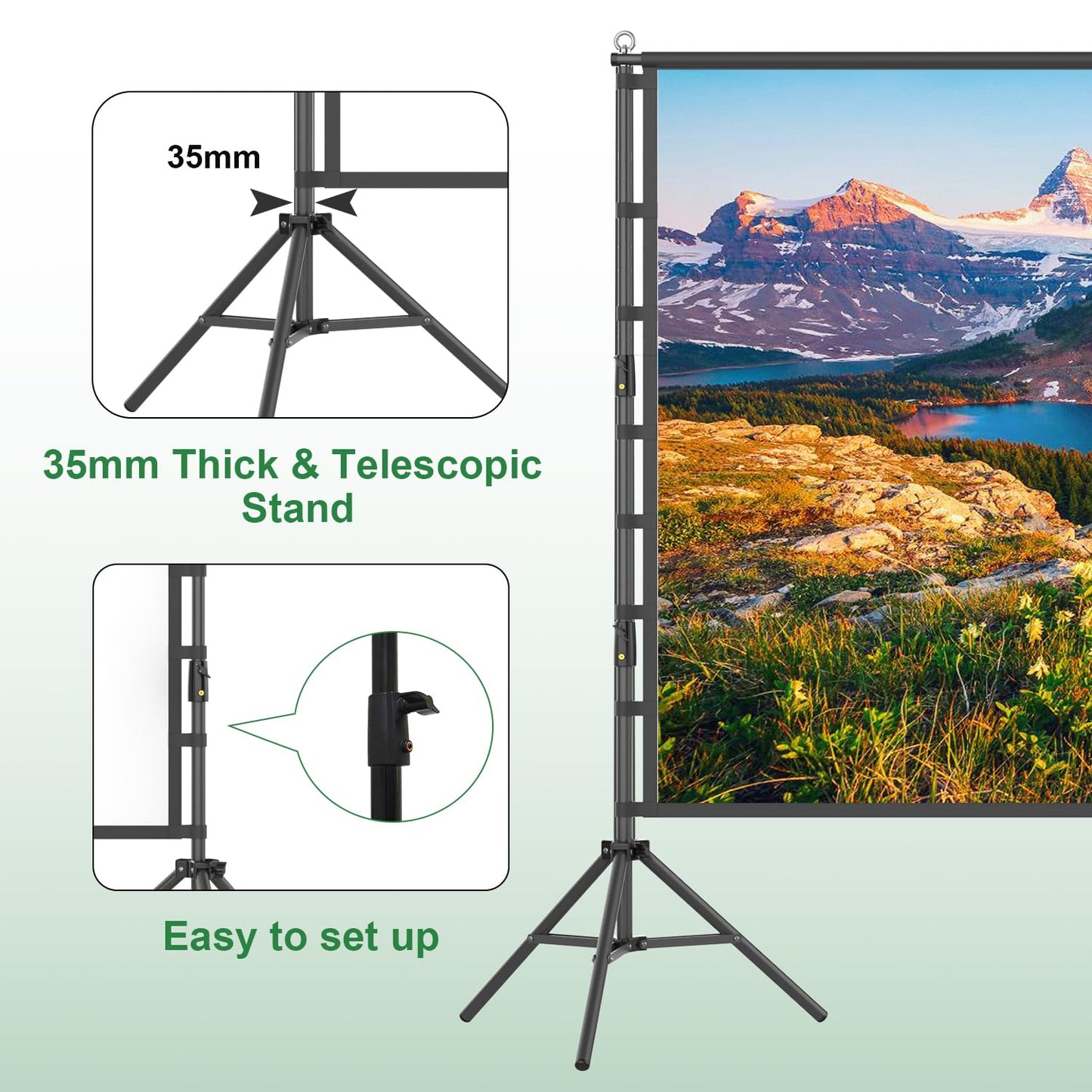 VntB Projector Screen and Stand, 180 inch Outdoor Projection Screen 15 FT Large Portable Movie Screen Wrinkle-Free 16:9 4K Rear Front Foldable Washable with Carry Bag for Backyard Theater Movie Night