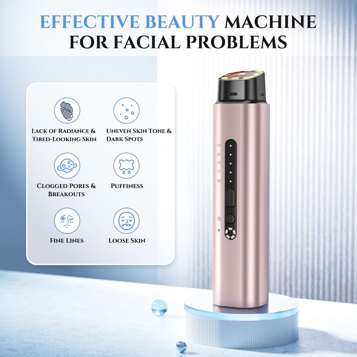 5-in-1 Mutifunctional Face Massager Tool - Skin Tightening & Lifting Device - 5 Color Face Light Therapy Device - Professional Skin Care Beauty Devices for Face, Neck, and Eyes