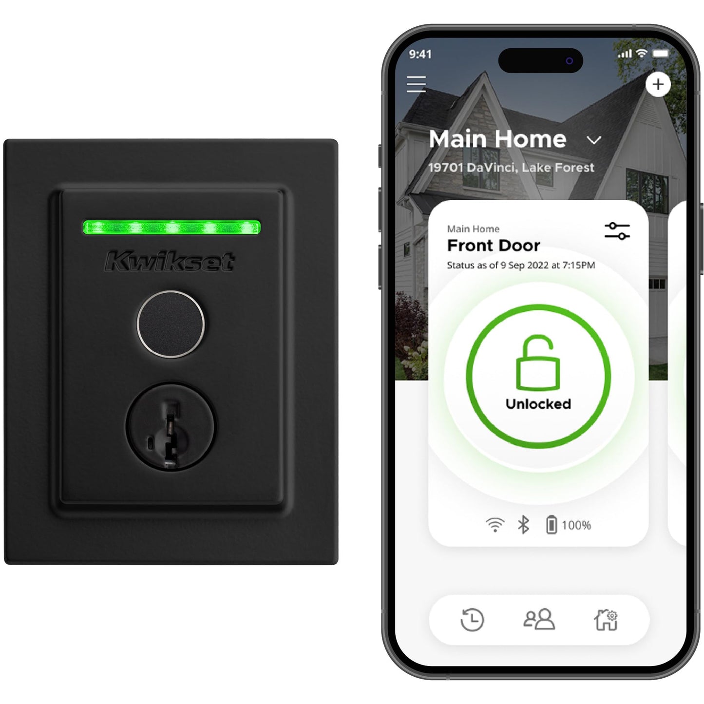 Kwikset Halo Touch Fingerprint Wi-Fi Smart Lock, Keyless Entry Door Deadbolt, Geofence Auto-Unlock, Grade AAA Certified, No Hub Required Easy Install, Matte Black Lifetime Finish Warranty