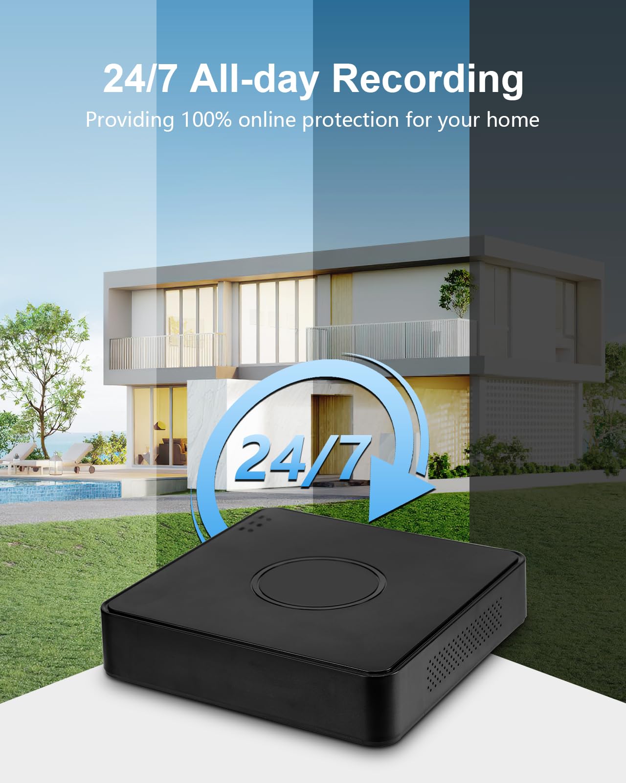 1080P Wired Security Camera System, AIWIXEN 8CH CCTV Surveillance DVR with 1TB Hard Drive, 4 x Home 5MP Wired Security Cameras Outdoor with Human Vehicle Detection, IP68 Waterproof, Remote Access