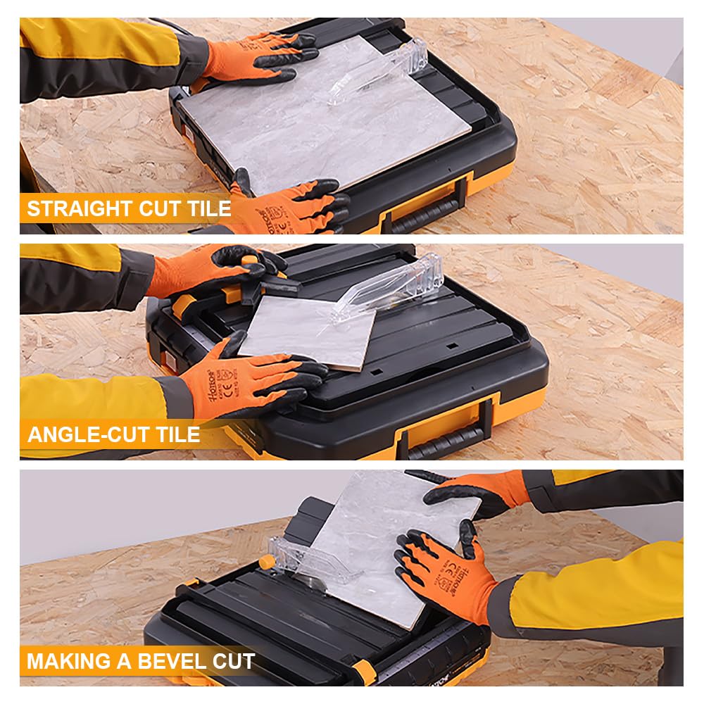 Hoteche 4-1/2-Inch Cutter Portable Wet Tile Saw 4.1A Tile Cutting Machine with Hidden Water Reservoir 0-45° Bevel Cutting for Tiles and Stones