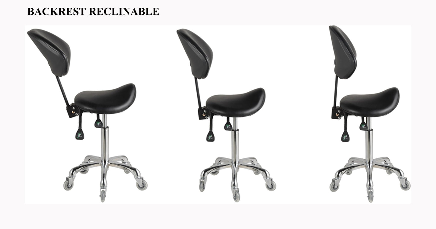 FRNIAMC Adjustable Saddle Stool Chairs with Back Support Ergonomic for Medical Clinic Studio Salon Office and Home (Black)