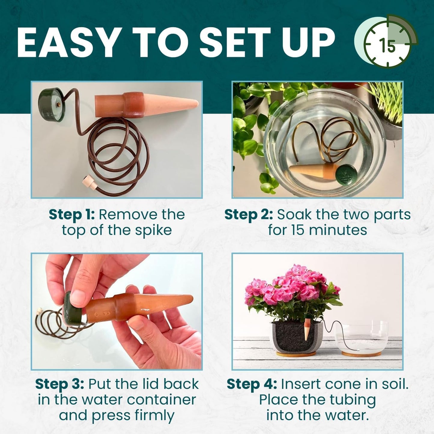 Blumat Classic Self-Watering Stakes - Automatic Drip Irrigation System for Indoor Plant Watering & Outdoor - Water Drip Solution for Potted Plants - Slow Release Stakes, 25 Pack, w Adapter