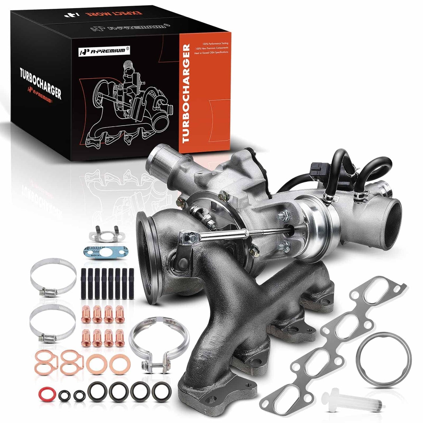 A-Premium Turbo Turbocharger and Complete Installation Kits Compatible with Buick, Chevy Vehicles - 1.4L Turbo - Encore 2013-2021, Cruze 2011-2015, Sonic 2012-2020, Trax 2013-2021 - Replaces 55565353