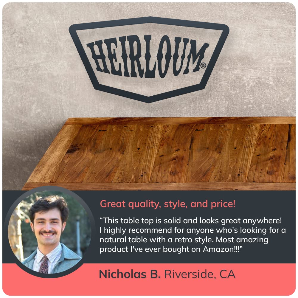 HEIRLOUM Reclaimed Wood Table Top - Rustic Recycled Solid Wooden Piece Perfect for Signs, Counters, Kitchens Table Tops (Reclaimed Wood Tabletop with Breadboard Ends, 36" x 36")