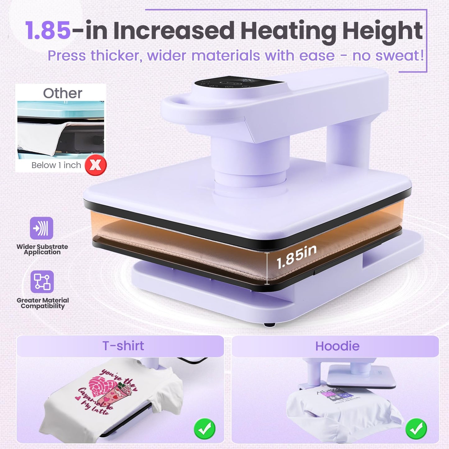Whubefy 360° Swivel Auto Heat Press 15x15 - Professional Automatic Shirt Press Machine with Auto Release & 7-Level Auto Pressure - Swing Away Large Pro Heat Press Machine for T Shirts Hoodie HTV Vinyl