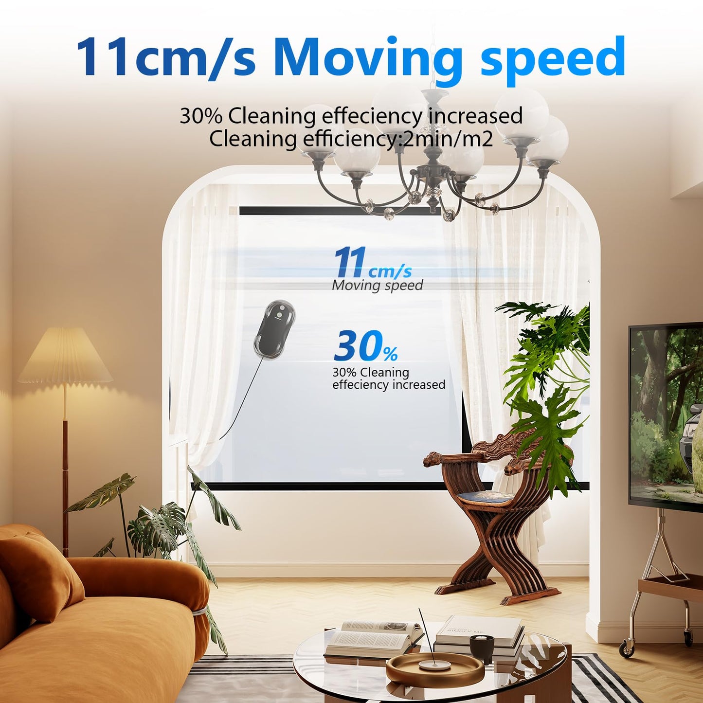 Tosima W5 Window Cleaning Robot, Dual Direction Auto-Spray Smart Window Cleaner with Triple Safety System, Smart Navigation, Remote Control, for All Smooth Surfaces, with 8 Rags, Black