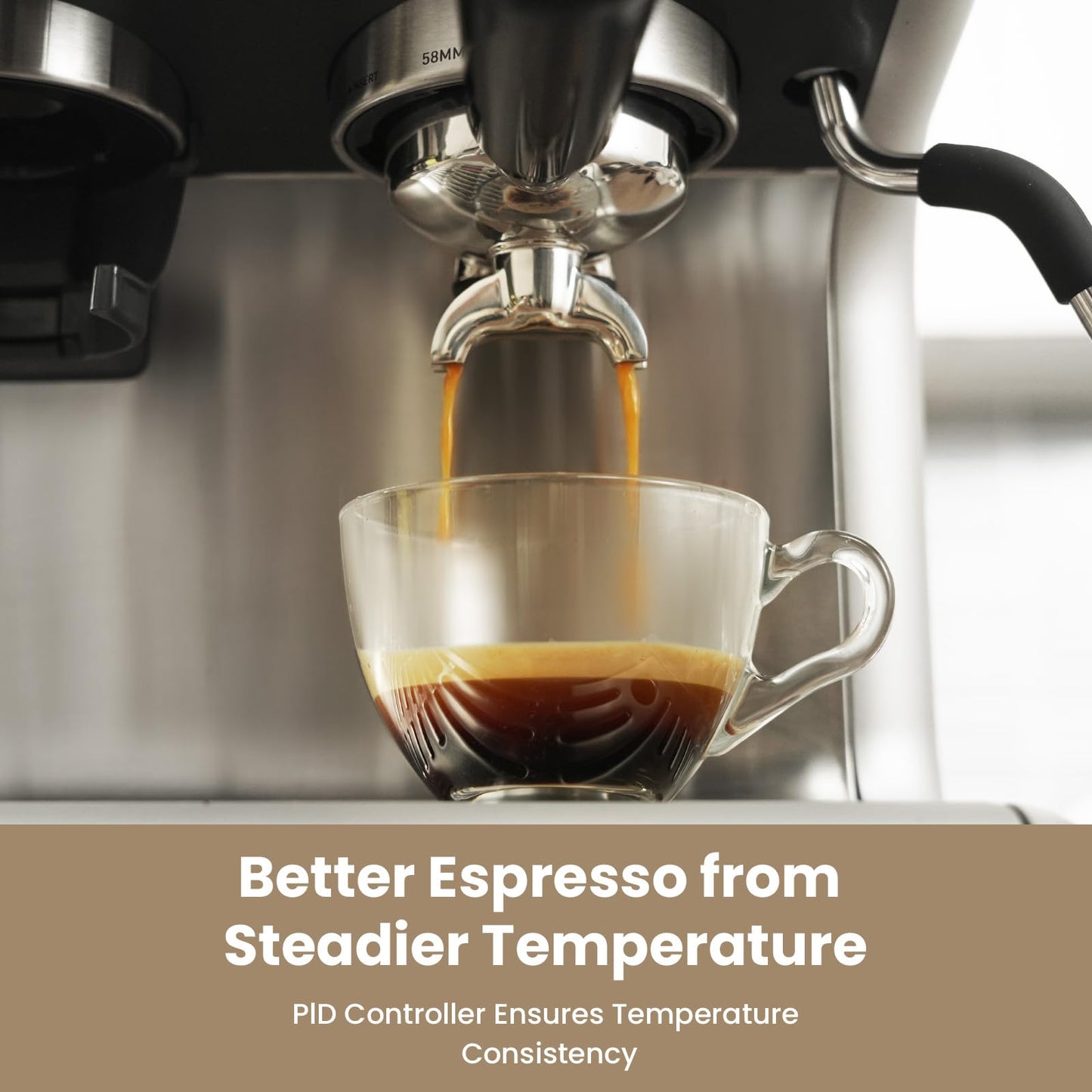 Gevi Dual Boiler Espresso Machine with Built-in Grinder & Barista Steam Wand | 58mm Commercial Portafilter, 31 Grind Settings, Stainless Steel | For Home Barista Use