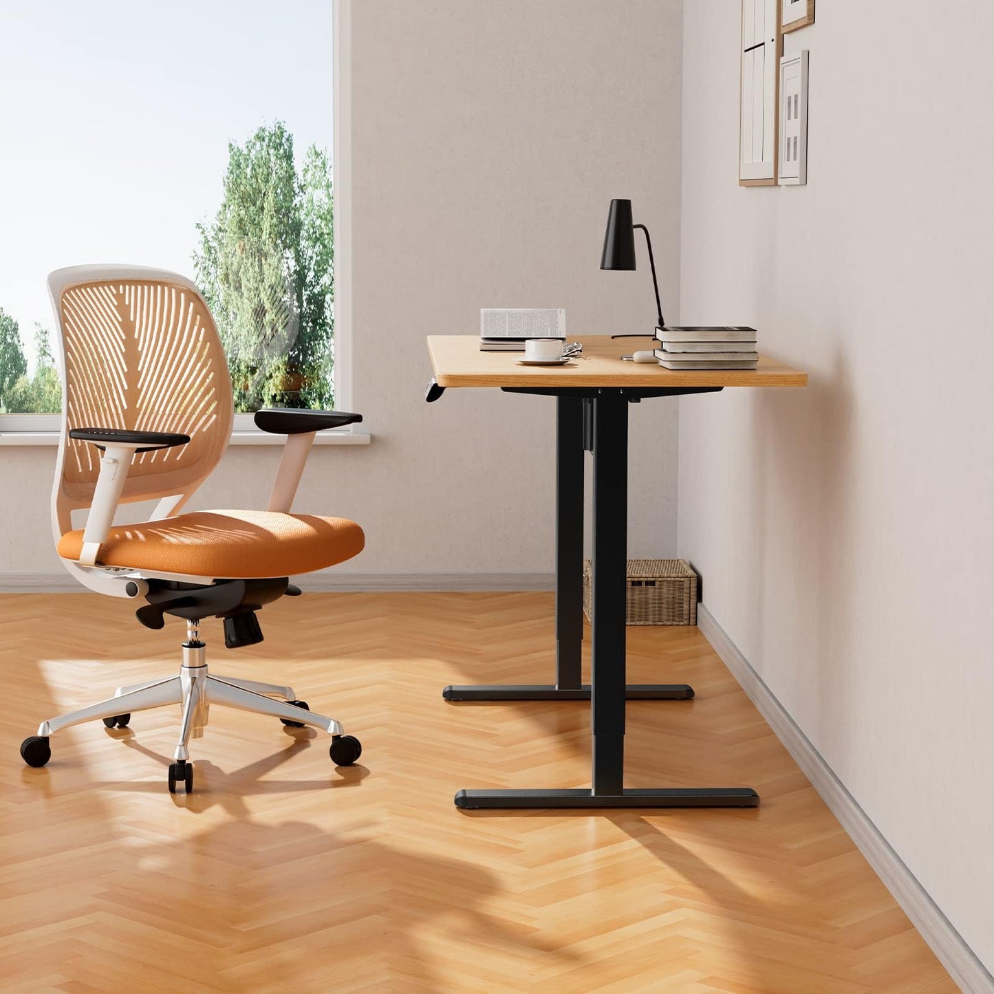 ErGear Electric Stand up Desk Frame,4 Memory Height Settings Height Adjustable Table Legs, Sit Stand Desk Frame Up to 47.2" , Ergonomic Standing Desk Base Workstation, Black Frame Only
