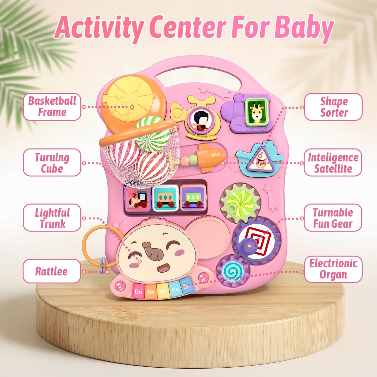 QDRAGON 3 in 1 Baby Walker and Activity Center for Girl, Learning to Walk, Sit to Stand, Early Educational Push Toys with Music Panel for Infant Toddler 12+ Months Pink
