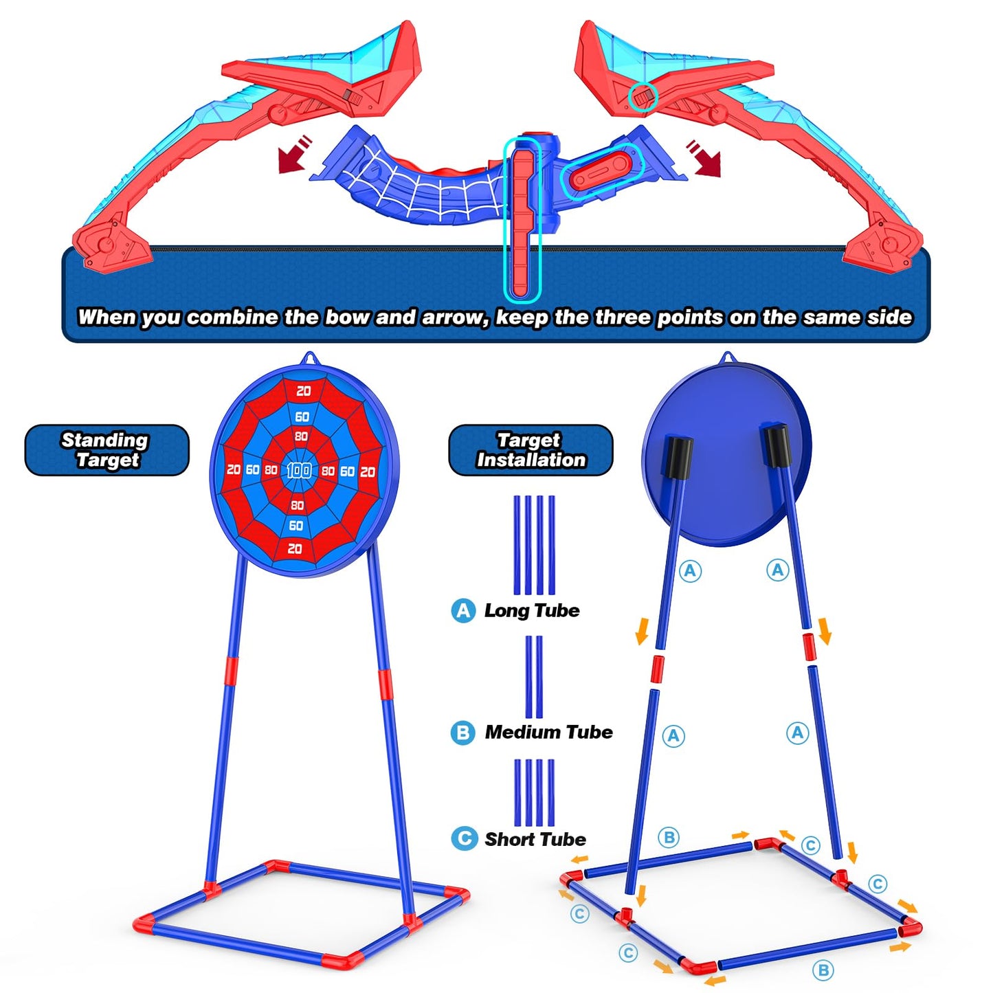 Bow and Arrow Set for Kids, LED Light Up Archery Set with 7 Suction Cup Arrows, Quiver & Standing Web Target for Indoor/Outdoor, Birthday Gifts Toys for 4 5 6 7 8 9 10 12 Year Old Boys Girls