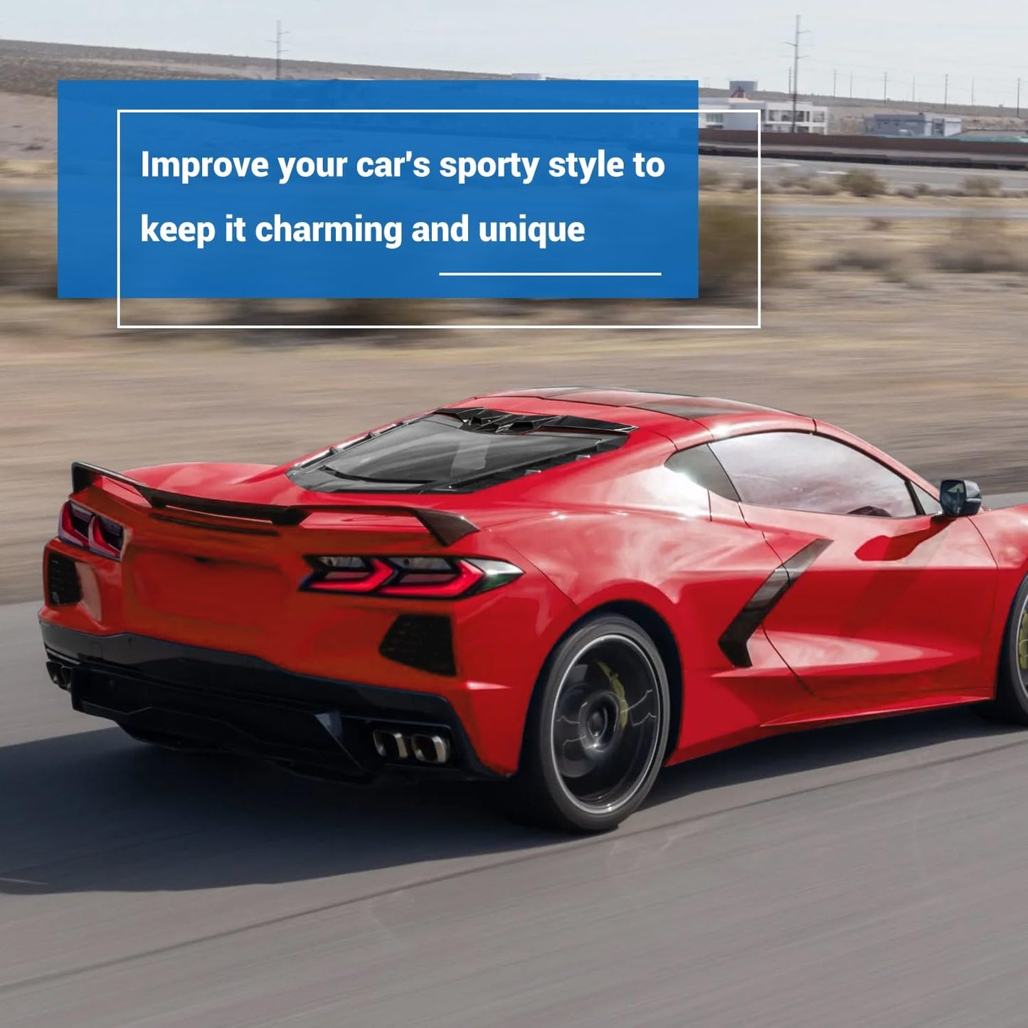 BILLFARO Rear Decklid Camera Vent Cover and Rear Roof Windshield Spoiler Strip Cover Trim, Carbon Fiber Pattern Widebody Roof Set for Corvette C8 Stingray Z51 2020+ for C8 Z06 2023+/E-Ray 2024+