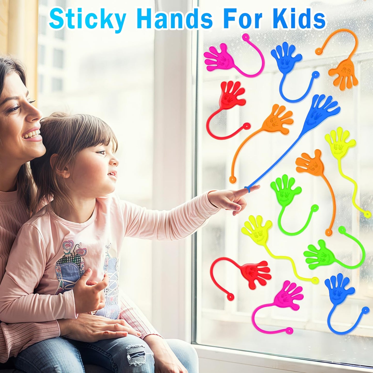 Sticky Hands Bulk 48 PCS Party Favors for Kids 4-8 8-12 Stretchy Sticky Hand Toy Goodie Bag Stuffers Fillers Treasure Box Toys Classroom Prizes School End of Year Student Gifts Birthday Party Supplies