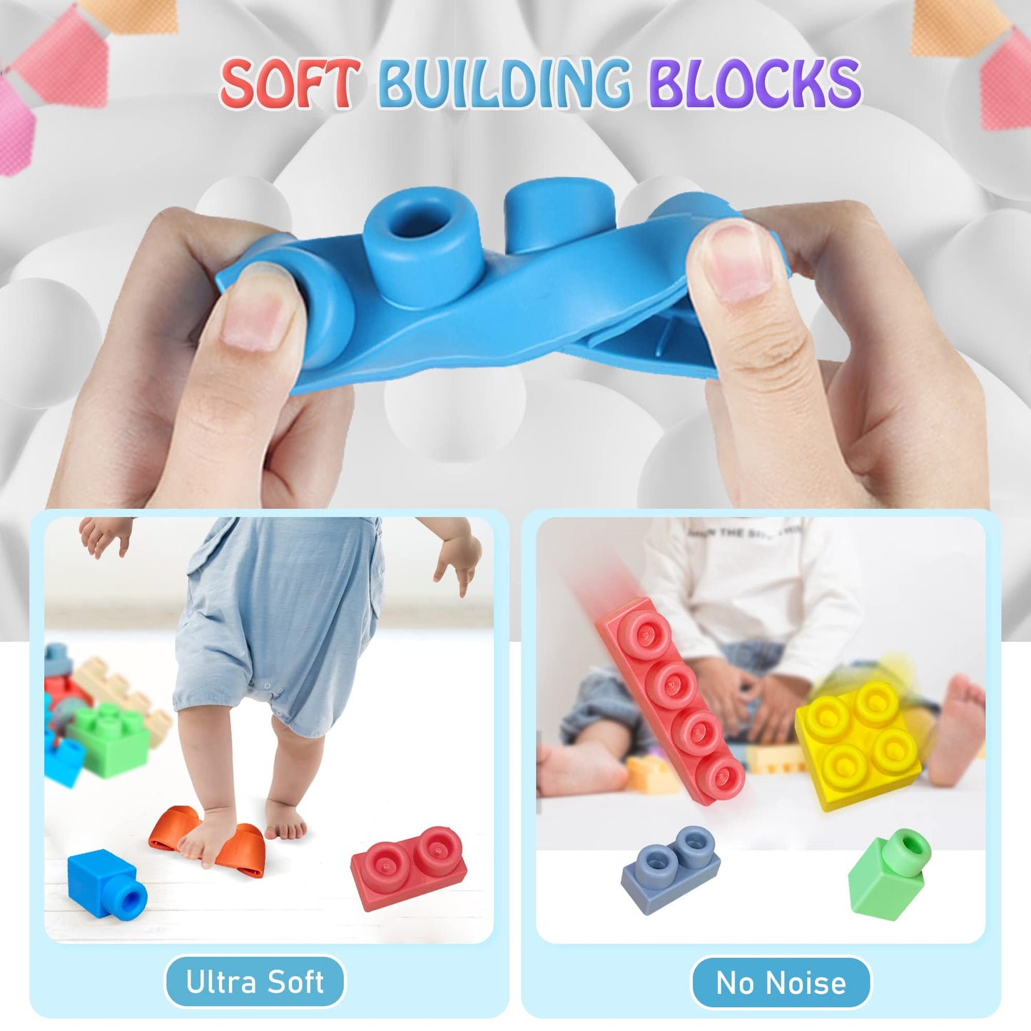Soft Building Blocks for Toddler, Blocks for Kids 6 Months and up, Large Creative Stacking Blocks 20 PCS STEM Blocks and Sensory Balls Montessori Toys for Babies 6-12 Months, Baby Sensory Toys Turtle