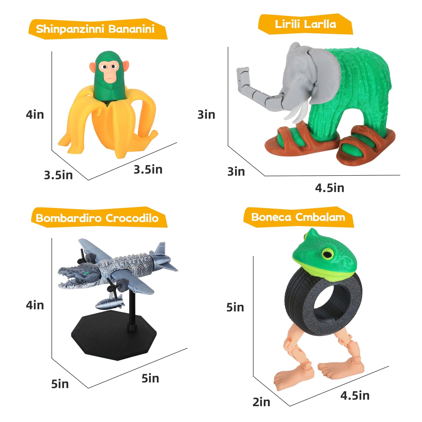 Sarcidery Brainrot Toys,Large Poseable Original Italian Brainrot Toys,Tung Tung Tung Sahur Desk Decor,Steal a Brainrot Toys, Collecting & Parent‑Child Playtime Gifts（7Pcs）