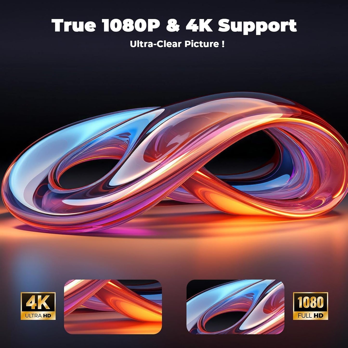 Projector with WiFi and Bluetooth: [1800 ANSI/Ai Auto Focus/800+ Apps/Compatible with Netflix] Outdoor-Projector 4K Support 1080P Smart Live TV Movie Lisowod L03Pro Projector for Home Theater
