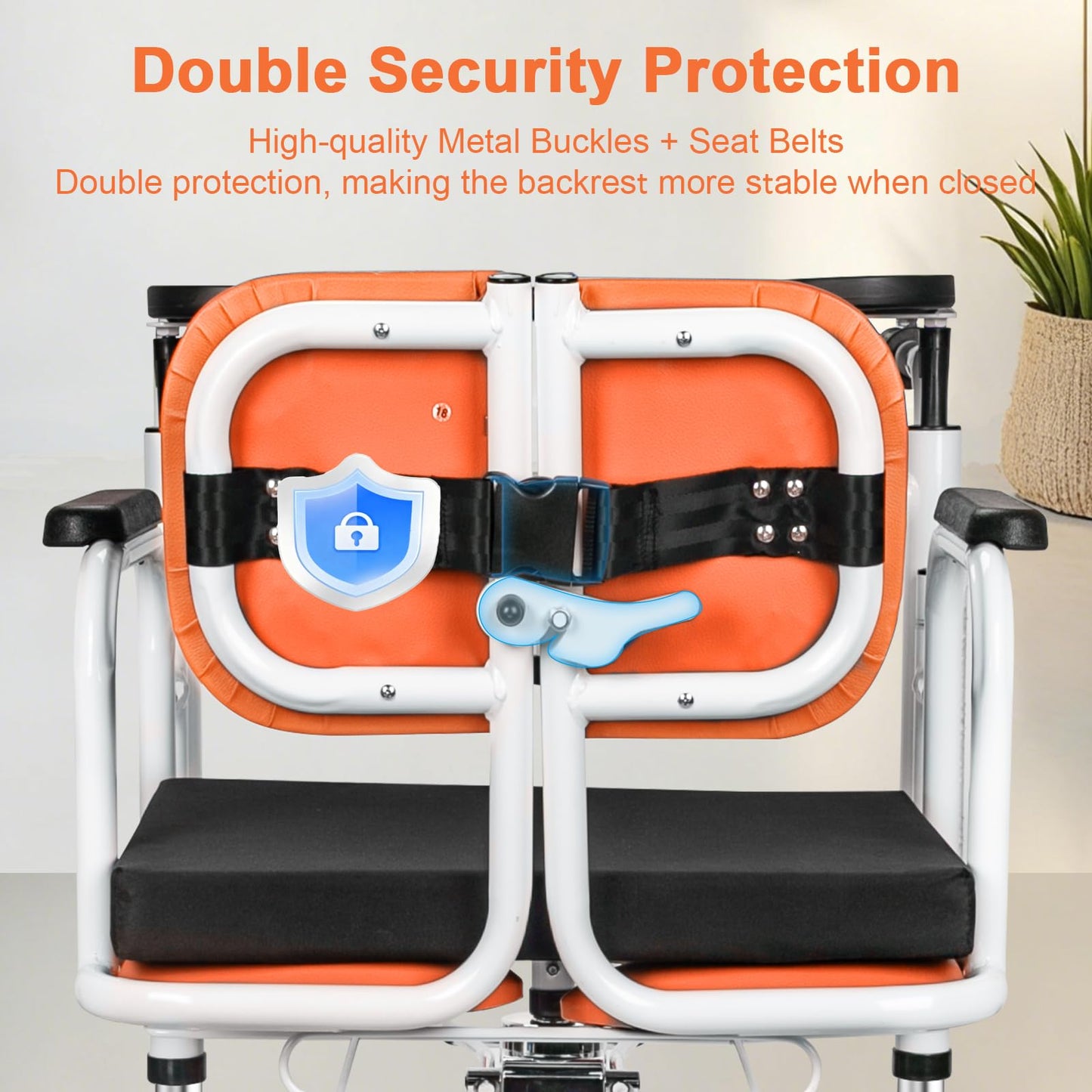 mindmed Patient Lift Transfer Chair for Home, 440lbs Capacity, 4 in 1 Patient Lift Transfer Chair with 180° Split Seat, Upgraded Rod for Height Adjustable, for Elderly Transfer to Bed/Toilet (Orange)