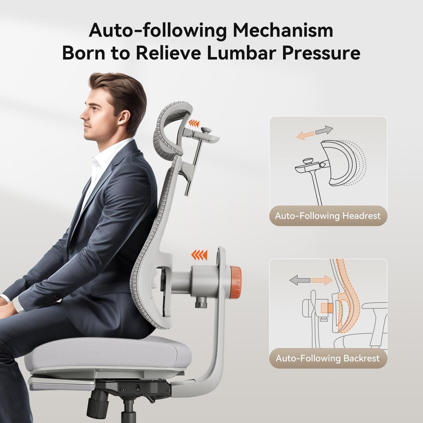 Newtral Ergonomic Office Chair with Footrest - Home Office Desk Chair with Adaptive Lumbar Support, 4D Armrest, Adjustable Seat Depth & Height