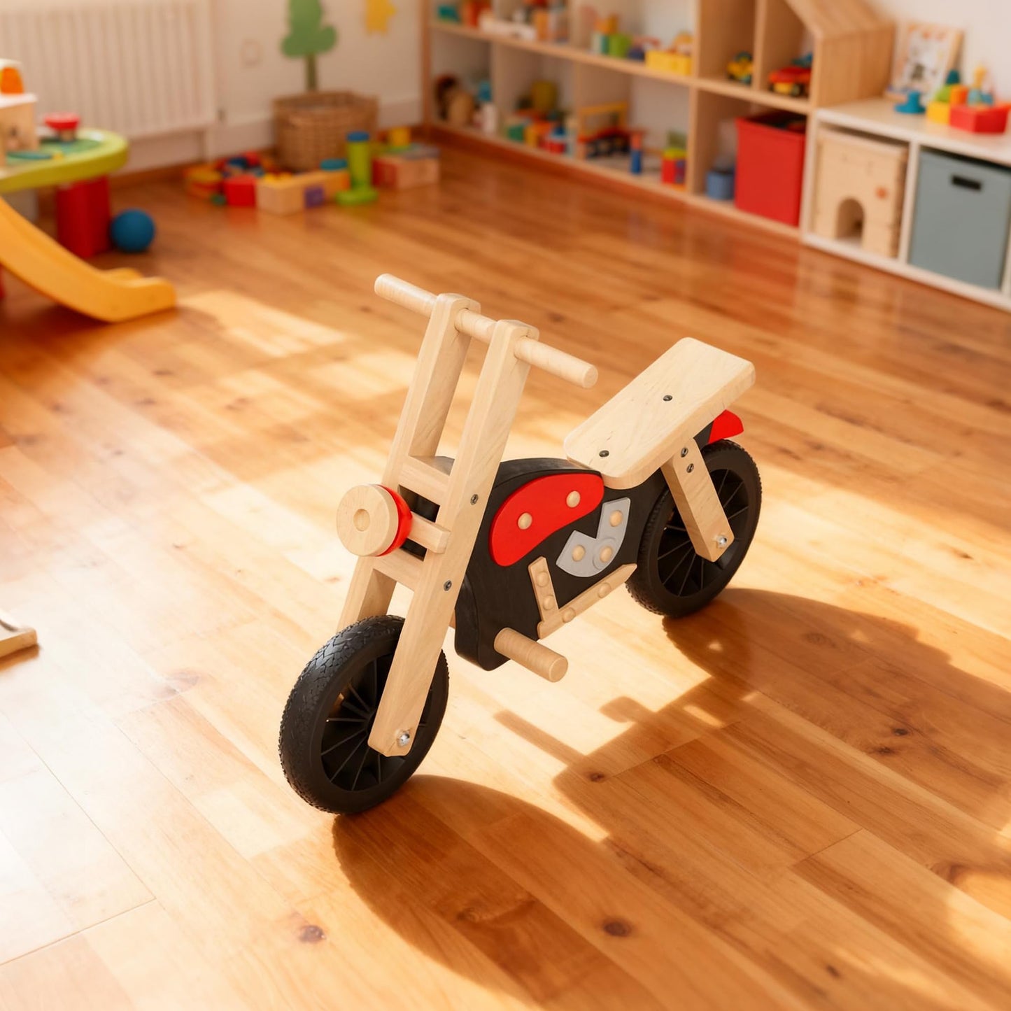 Yrthe Voitom Wooden Balance Bike for Kids with Wood Bike Stand, Develops Motor Skills & Balance, Bike for Beginners