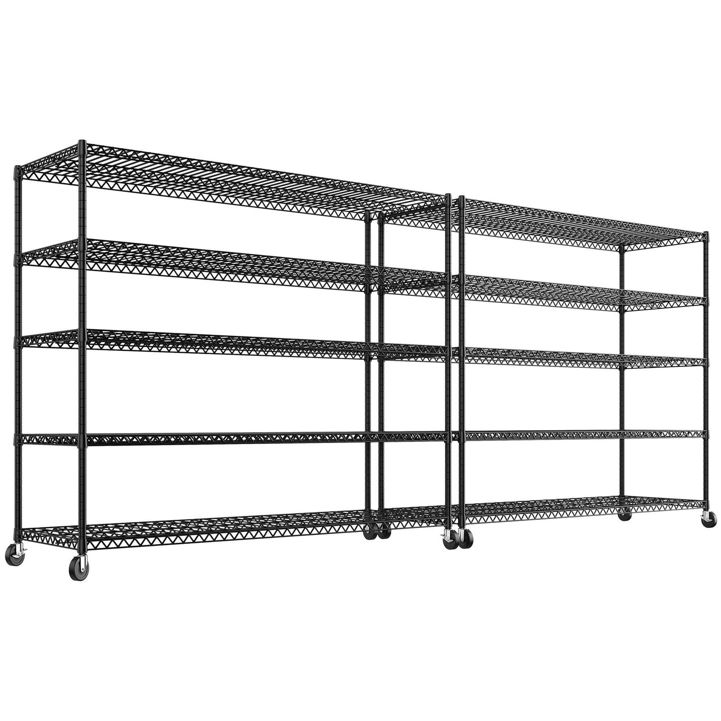 REIBII Storage Shelves 3200 LBS Capacity Wire Shelving with Wheels Heavy Duty Metal Shelf for Warehouses, Garage,Kitchens, School,Commercial Shelf, 73" H X 60" W X 18" D, 2 Pack