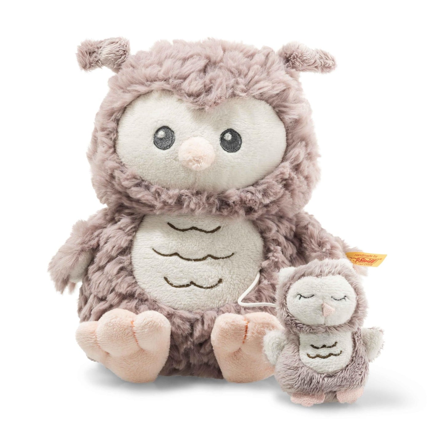 Steiff Ollie Owl, Premium Owl Musical Stuffed Animal, 0-6 or 6-12 Months, Baby Musical Toys, Baby Pull Toy for Babies, Soft Cuddly Friends (Rosé Brown, 8")