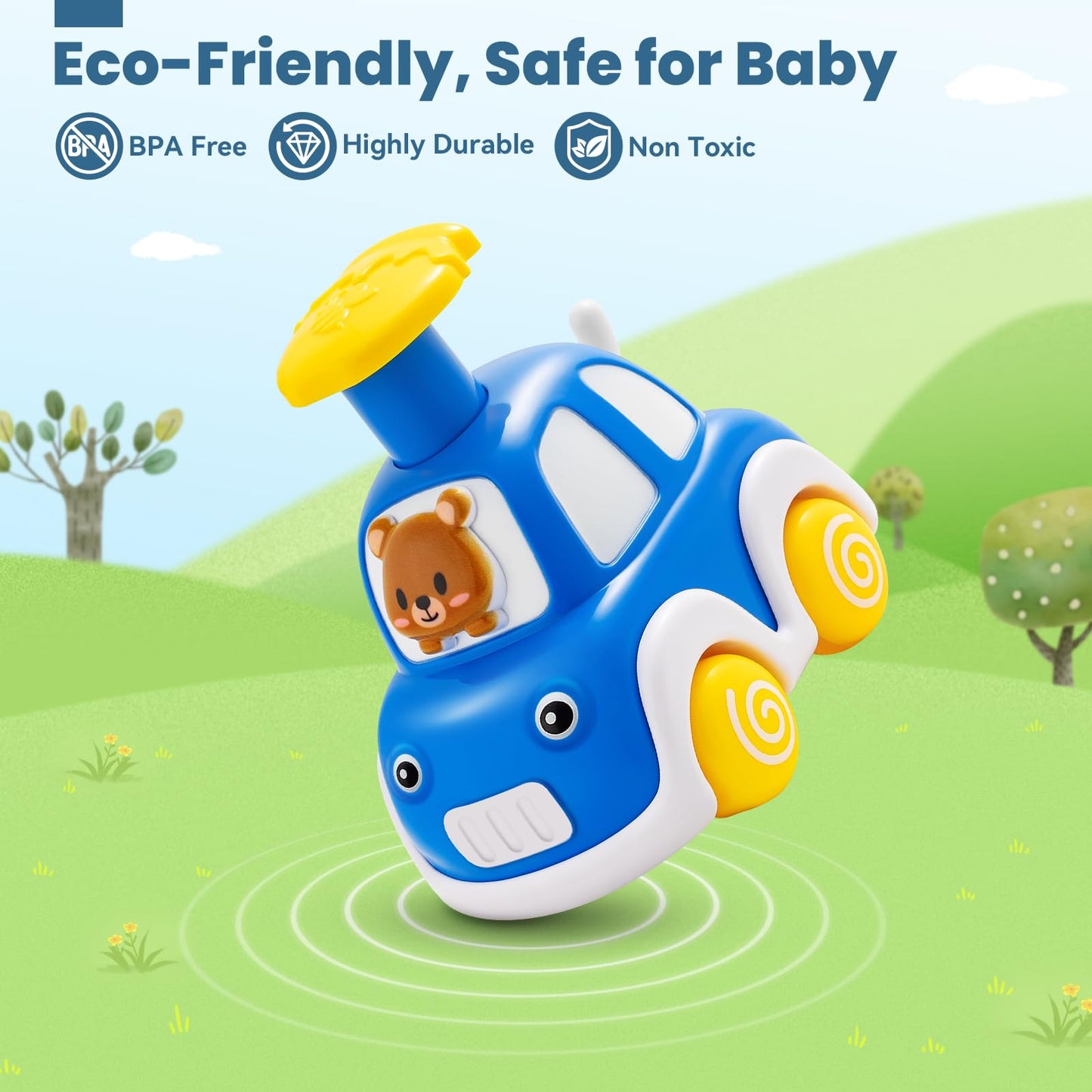 TooyBing Press and Go Car Toys for Toddlers 1-3, 4 Pack Animal Baby Car Toys for 1 2 Year Old Boy, Push Go Friction Vehicle Toys for Infants 12-18 Months, One First Birthday Gifts for Boys Girls