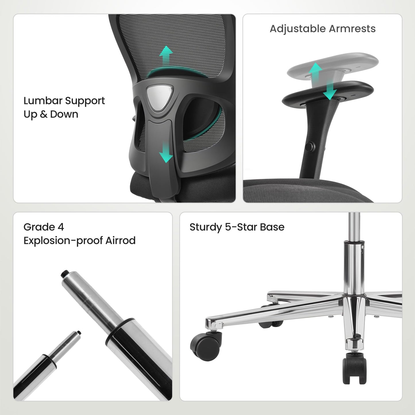 EUREKA ERGONOMIC Big and Tall Office Chair for Heavy People, Hoss 500lbs Heavy Duty Office Chair Mesh Ergonomic Desk Chair with Armrest, Rolling Chair with Wide Comfy Seat for Adult, Black